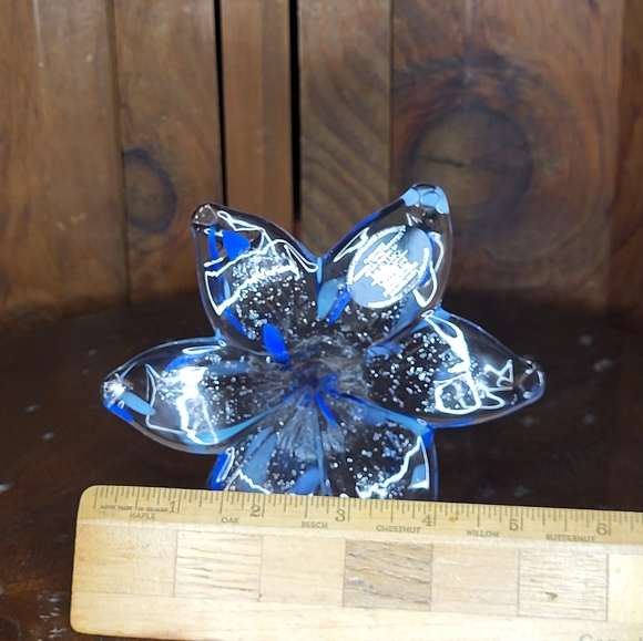 Blue Glass Flower Sculpture - Picture 7 of 11